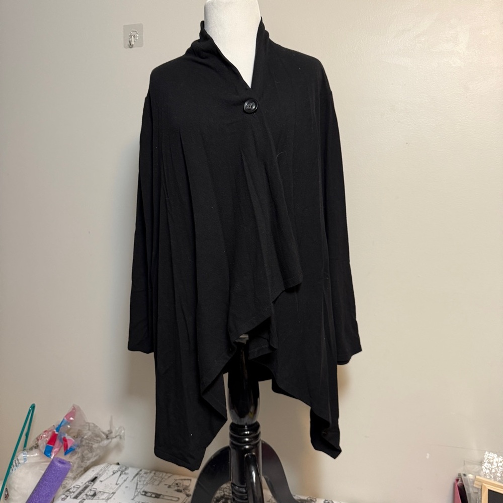 Black Buttoned Cape Shawl